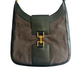 GUCCI Jackie Hobo Shoulder Canvas Leather Bag